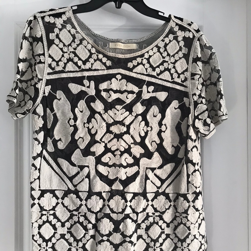 Sheer embroidered T Shirt